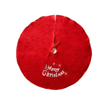 Fnyoxu Homey Cozy 56 Zoll große Weihnachtsbaumdecke, rote Weihnachtsdeko mit Hirsch- und Schneeflockenmotiv, luxuriös bestickt - Frohe Weihnachten