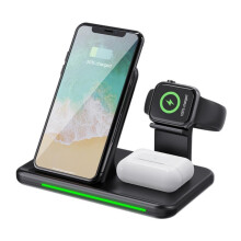 Trådløs opladningsstation, 3-i-1 opladningsstativ kompatibel med iPhone 13/12/11Pro/XS, AirPods, iWatch-serien 7-3 og Samsung-telefoner