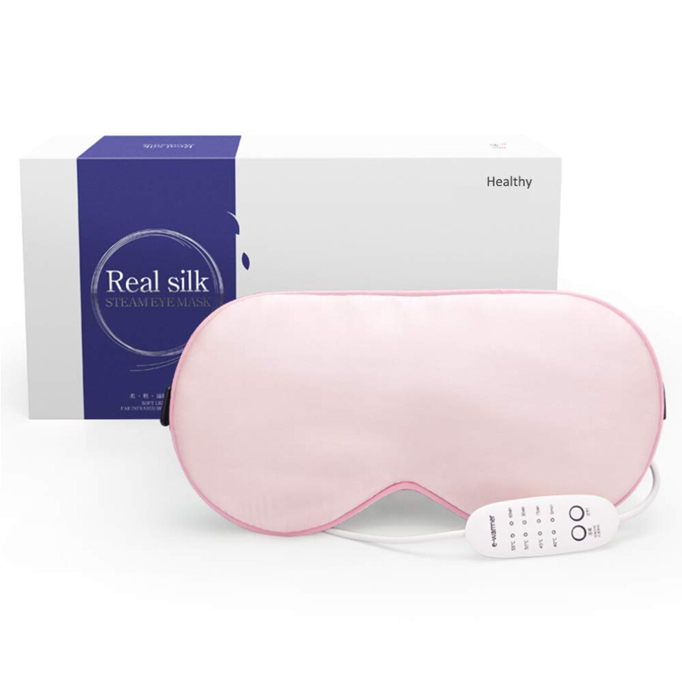 USB Heated Eye Mask for Dry Eyes Mulberry Silk Heat Therapy with Adjustable Temperature and Timer