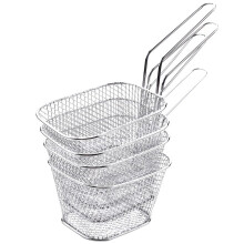 4 stuks/set mini-frituurmandjes van roestvrij staal, frituurmandje met zeef, serveer- en presentatiehulpmiddel voor friet.
