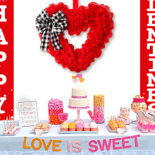 Corona de San Valentín de 35 cm (13,77") con forma de corazón para puerta principal, exterior e interior, decoraciones de San Valentín para el