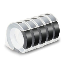 5-pakning merketape for pregetape, 12 mm 3D-pregede etiketter, hvit på svart for DM1595Organizer Xpress Pro