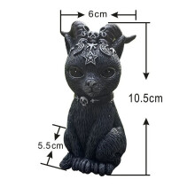 1 phíosa Dealbh Cat Dubh, Cat Gleoite Mistéireach, Cailleach, Figiúr Cat, Maisiúchán Deisce, Ornáid Deisce, Péinteáilte de Láimh, d'Oíche
