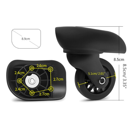 1 paire de roulettes de rechange robustes pour valise, pivotantes à 360. 2