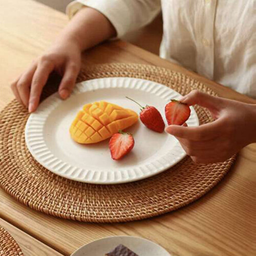 2X Σουπλά από υφαντό rattan, τραπεζομάντιλα, αντιολισθητικό θερμαινόμενο σουπλά, 1