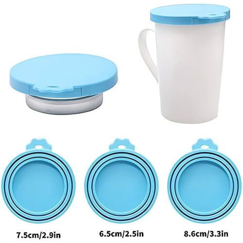 GoXteam3Pack låg til kattefoderdåser, silikone låg til små kæledyrsfoderdåser til 3oz kattefoderdåser 2