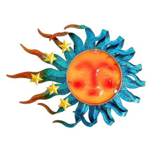 Décoration murale soleil en métal - Art mural extérieur en métal pour patio, décoration suspendue soleil pour intérieur et extérieur
