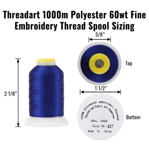 Threadart 60 Weight Micro Embroidery & Bobbin Thread - 1000m Spools - 30 Colors Available - Tex. Orange 1