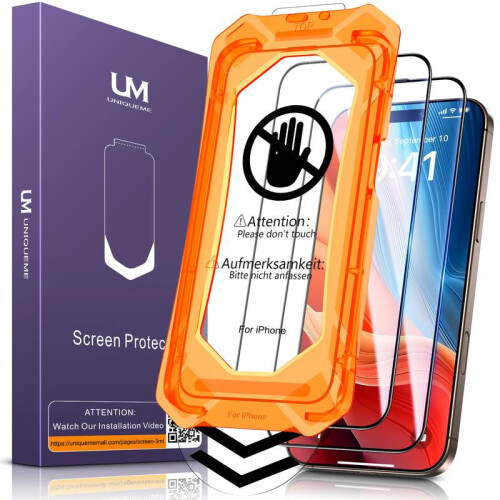 Προστατευτικό οθόνης UniqueMe για iPhone 16/15/14/13/12 - Στρατιωτικής ποιότητας ανθεκτικό στη