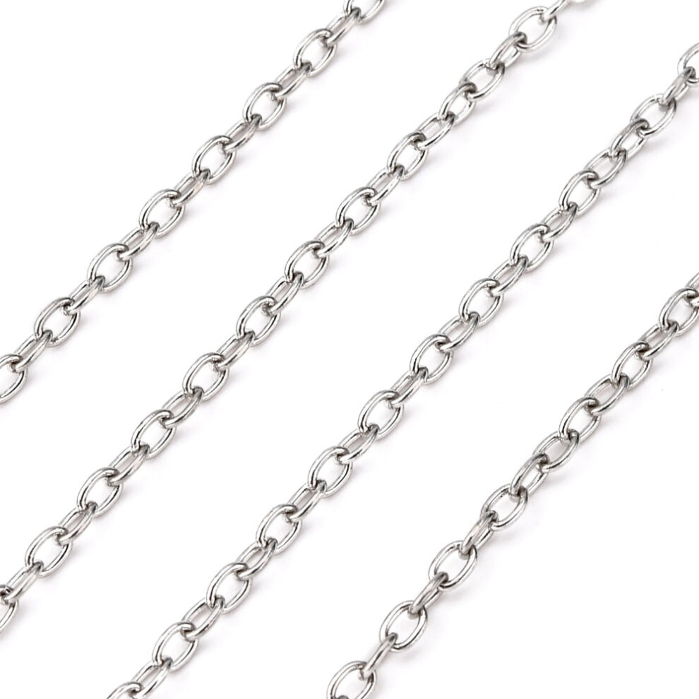 10M 304 Stainless Steel Cable Chains Soldered With Spool Stainless Steel Color 3X2x0.5mm About 32.8 Feet(10M)/Roll 9048212698425
