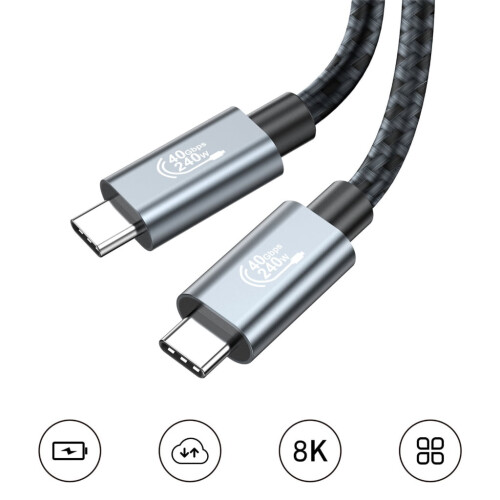 Câble de charge rapide CIYISON 40 Gbit/s USB 4 Type-C, 240 W, résolution 8K 60 Hz 1