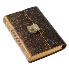 Milue Antique Scrapbook Notepad Travel Journal Notebook Password Lock for Women Men
