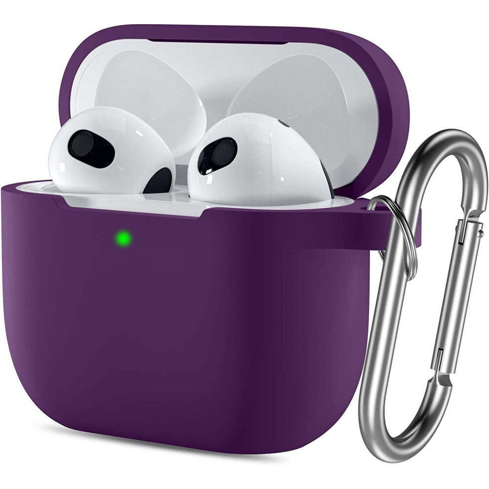 Airpods 3 Case Cover, Soft Silicone Shock-Absorbing Skin Compatible With Airpods 3Rd Gen Case, Keychain, Led Visible, Purple 9048212652885