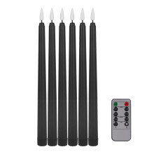 6er-Pack ferngesteuerte Halloween-Stabkerzen, schwarze, flammenlose, künstliche Stumpenkerzen, batteriebetriebene Kerzen mit Behälter