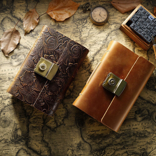 Milue Antique Scrapbook Notepad Travel Journal Notebook Κωδικός κλειδώματος για γυναίκες άνδρες 1