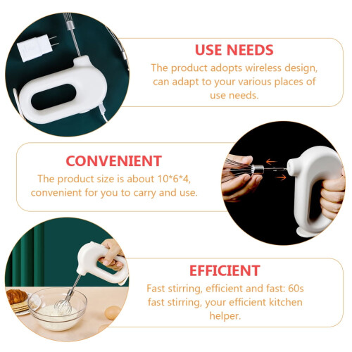 Rechargeable Hand Mixer Electric Egg Whisk for Cake Baking Cooking 2