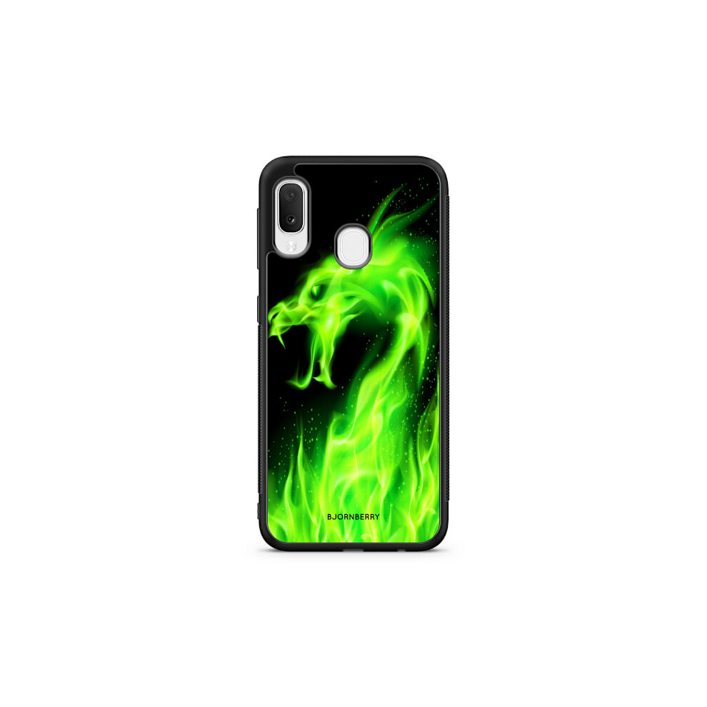 Bjornberry Cover Compatible With Samsung Galaxy A20e - Flames Dragon Green 9048212700586