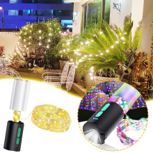 Nouvelle lampe de camping multifonctionnelle portable pour stand de camping, guirlande lumineuse LED, lampe torche avec batterie de chargement,