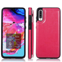 Kompatibel med Samsung Galaxy A50 - Elegant fodral med korthållare rosröd
