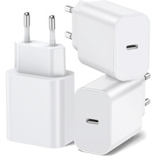 Lot de 3 adaptateurs secteur USB-C 20 W compatibles avec iPhone, conçus pour iPhone 16/15/14/13/12 Plus, Pro Max et Mini