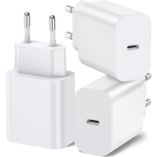 Τροφοδοτικό USB C 20W σε συσκευασία 3 τεμαχίων, συμβατό με iPhone, σχεδιασμένο για iPhone