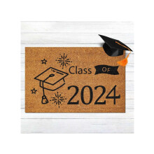 Zerbino Divertente 2024, Zerbino di Benvenuto per Ingresso Esterno/Interno, Regalo di Laurea, Decorazione da Giardino Marrone, Sali e Abbraccia la