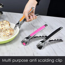 Porta ciotole in acciaio inox con clip antiscottatura, accessori da cucina, piccolo oggetto da grande magazzino, porta piatti multifunzionale per la