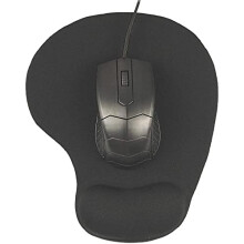 Kontormusematte med gelhåndleddsstøtte - Ergonomisk spillmatte, sklisikker gummibase, spesialteksturert overflate (svart)