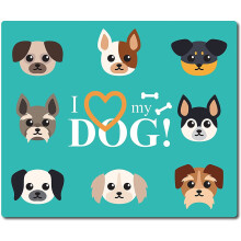 Morsom musematte 23 x 18 cm, vanntett og sklisikker gummibase med sydde kanter, I Love My Dogs-design for bærbar PC, datamaskin, kontor, spilling,