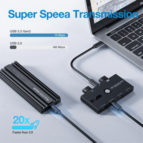 Διανομέας USB C 10Gbps, διαχωριστής 6 θυρών, σε διανομέα για υπολογιστή, φορητό 2