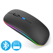 Souris sans fil Bluetooth rechargeable par USB avec éclairage RGB pour ordinateur portable, PC, Macbook, souris gaming 2,4 GHz, 1600 DPI