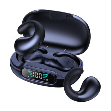 Avtoify Nieuwe Bluetooth 5.3 oortelefoon, draadloze in-ear sport mini-koptelefoon met digitaal display en oplaadcase, zwart