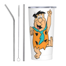 The Flintstones 20OZ Tumbler, rustfritt stål vakuumisolert reisekrus til bil, sugerørkopp for varme drikker, iste, kaffe