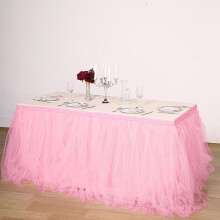 Saia de mesa de tule multicamadas BalsaCircle21feet rosa