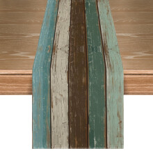 Sm: )e Runner da tavola verde retrò rustico con texture effetto legno, decorazione stagionale primaverile per tavolo da pranzo, cucina, cucina, sala