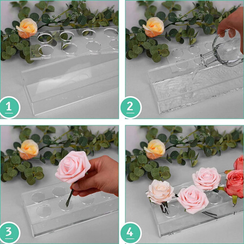 Clear Acrylic Flower Vase Rectangular Floral Centerpiece for Dining Table 9.8 Inch Long Rectangle Decorative Modern 2