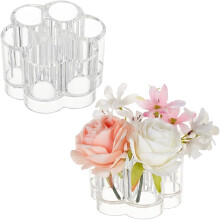 Conjunto de 2 vasos transparentes em formato de flor de ameixa com 6 furos para guardar maquiagem, ideais para decoração de casamentos e