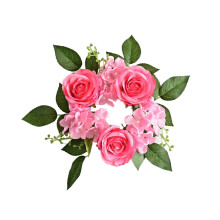 Ghirlanda di rose artificiali rosa scuro, compatibile con decorazioni natalizie, decorazioni per candelabri da tavolo, realistiche e resistenti allo