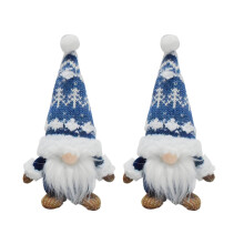 Yonrjhukm Novo Enfeite de Natal Boneco Anão Azul Sem Rosto Floco de Neve Rudolf Goblin Decoração de Natal Duas Instalações Muito Fofo