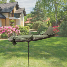 Yesbay Flugzeugförmige Windmühle, rostfreies Metall, dekorative Flugzeug-Windmühle, Gartenstecker, Geburtstagsgeschenk