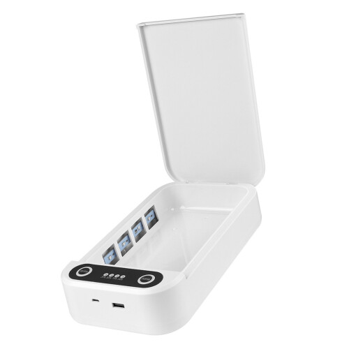 Mizh 1pc UV Sterilizer Case with Wireless Charging Cable, Compatible with [Device Model] (White, Wireless Charging Not Supported) 2