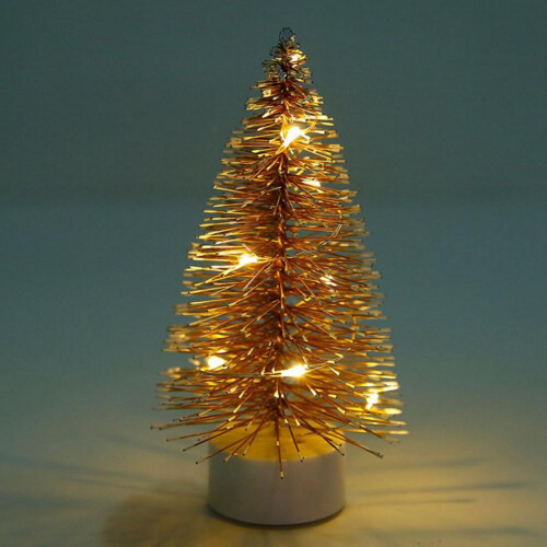 Mini Pine Artificial Christmas Tree with LED Lights, Compatible with Tabletop Decor, Pre-Lit Xmas Tree with Base 2