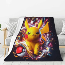 Flísová deka Pikachu, super měkká, útulná, prošívaná deka, dětské ložní prádlo Vlastnosti - Super měkké 127 cm x 102 cm
