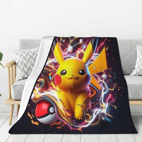 Blaincéad Lomra Pikachu - Blaincéad Caithimh Thar a Bhog, Gnéithe Leapa do Pháistí - Thar a Bhog 50"X40"