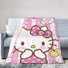 Hotelová deka Hello Kitty, anime deka do postele, deka do pohovky, ultra měkká fleecová deka do ložnice a obývacího pokoje, 60x50 palců