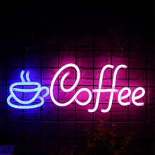 Letreiro de néon de café alimentado por USB, letreiro de café, luz de LED para camping, letreiro de LED para decoração de parede, restaurante,