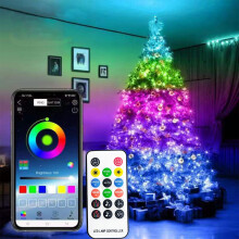 Fita de LED natalina Gyedtr de 2,13 m (7 pés), controle inteligente por aplicativo, cores personalizáveis, sincronização com música para quarto