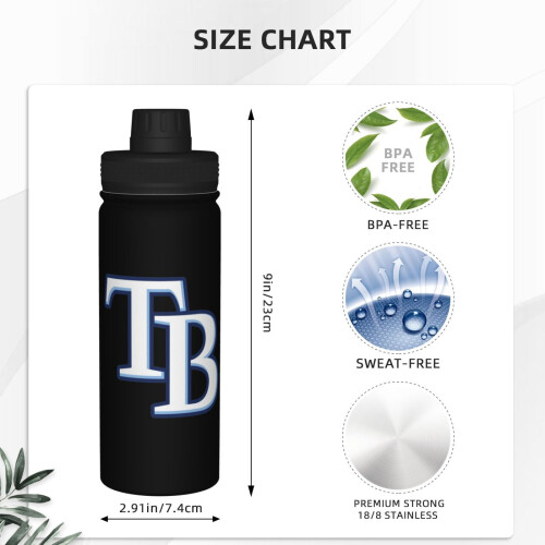 Μπουκάλι νερού Tampa Bay Devil Rays, μονωμένο ποτήρι από ανοξείδωτο ατσάλι 18oz με καπάκι, 2
