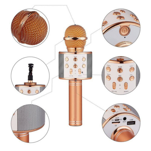 Portable Bluetooth Wireless Karaoke Handheld Microphone USB KTV Player Bluetooth Mic Speaker Record Music 1