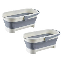 Grote opvouwbare dweil emmer 4,2 gallon (17 liter) met handvat, ruimtebesparende opvouwbare wateremmer voor schoonmaken, buiten, kamperen – 2 stuks